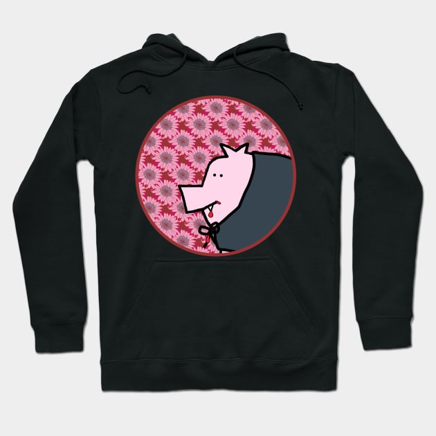 Portrait of a Halloween Horror Vampire Pig Hoodie by ellenhenryart